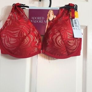 ADORED BY ADORE ME RED LAYLA PRETTY LACE PUSH-UP BRA